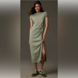 Nation LTD Lavi Short-Sleeve Tied T-Shirt Sage Green Dress  Medium 100% Cotton